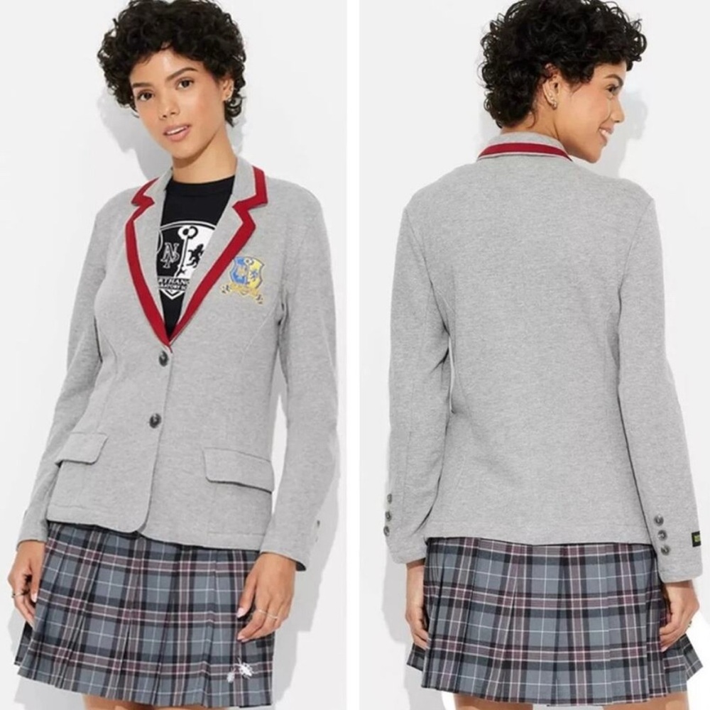 SW47  Beetlejuice XL Astrid Graphic Blazer Heather Gray NWOT